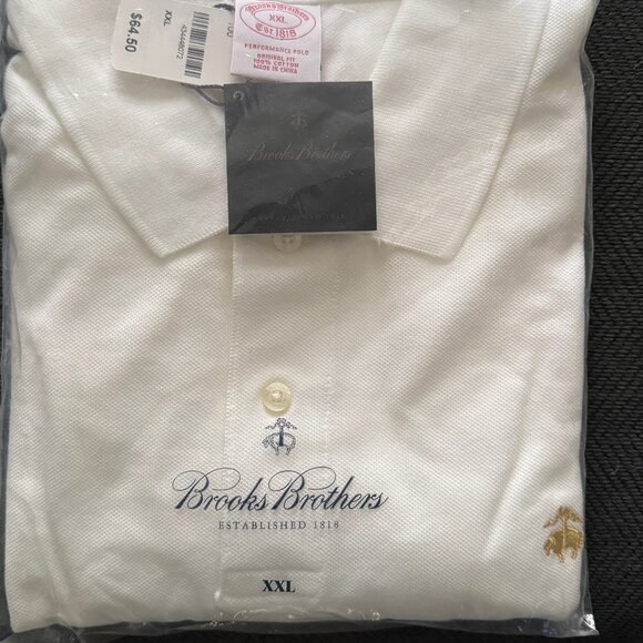 Brooks Brothers - White Performance Polo, Size XXL - Picture 3 of 4
